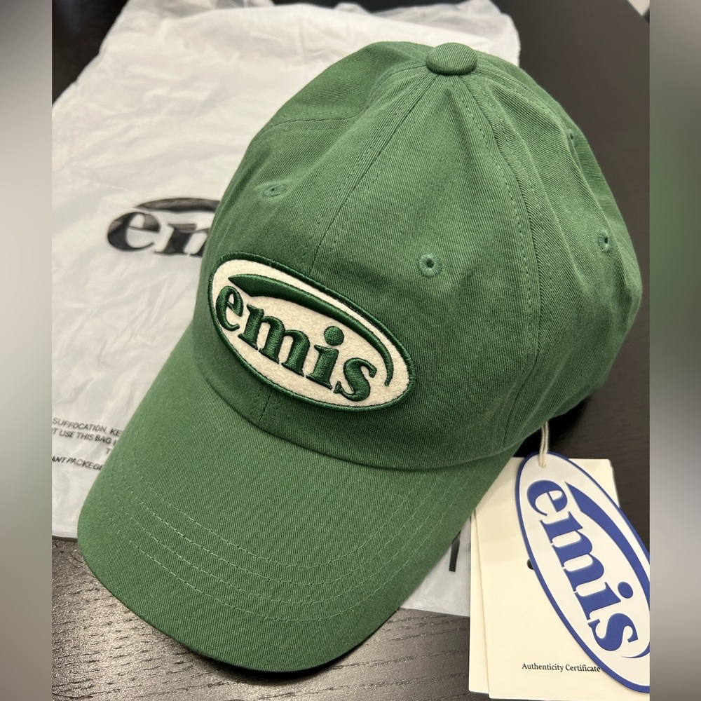Authentic Emis Logo Ball Baseball Cap Green with white felt logo. New